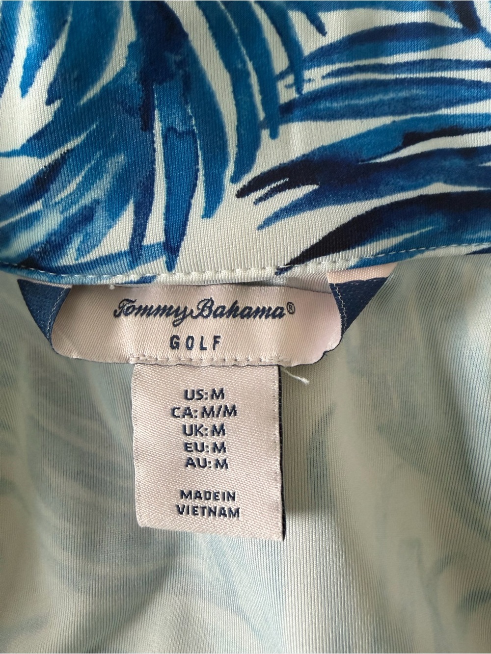 EUC Tommy Bahama Golf White & Blue Palm Frond Print Zip‎ UPF50 Jacket, Medium - Picture 7 of 9